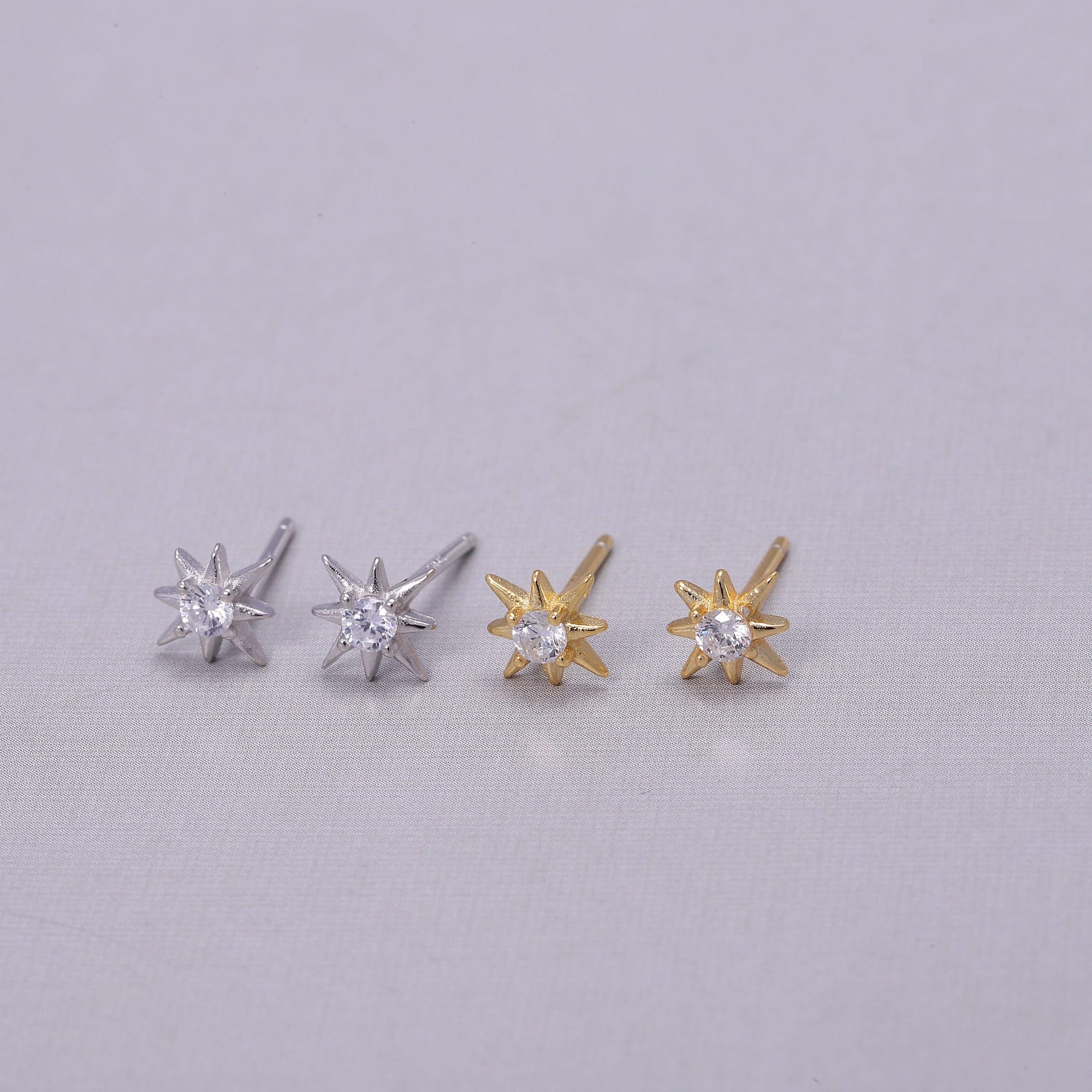 Sterling Silver Star Stud Earrings with CZ Crystals in Gold or Silver, Star Stud Earrings, Crystal Earrings, Statement Earrings,