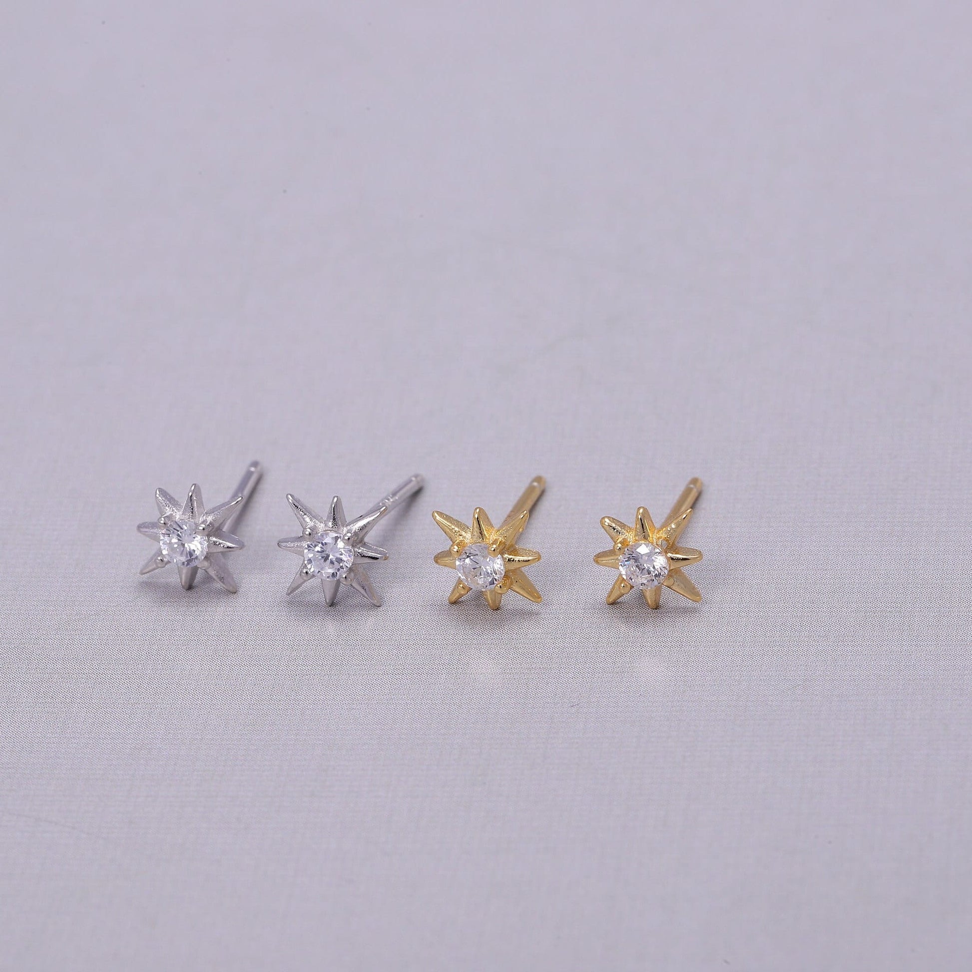 Sterling Silver Star Stud Earrings with CZ Crystals in Gold or Silver, Star Stud Earrings, Crystal Earrings, Statement Earrings,