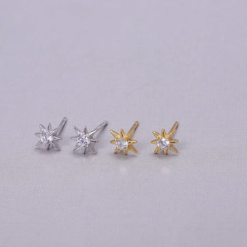 Sterling Silver Star Stud Earrings with CZ Crystals in Gold or Silver, Star Stud Earrings, Crystal Earrings, Statement Earrings,