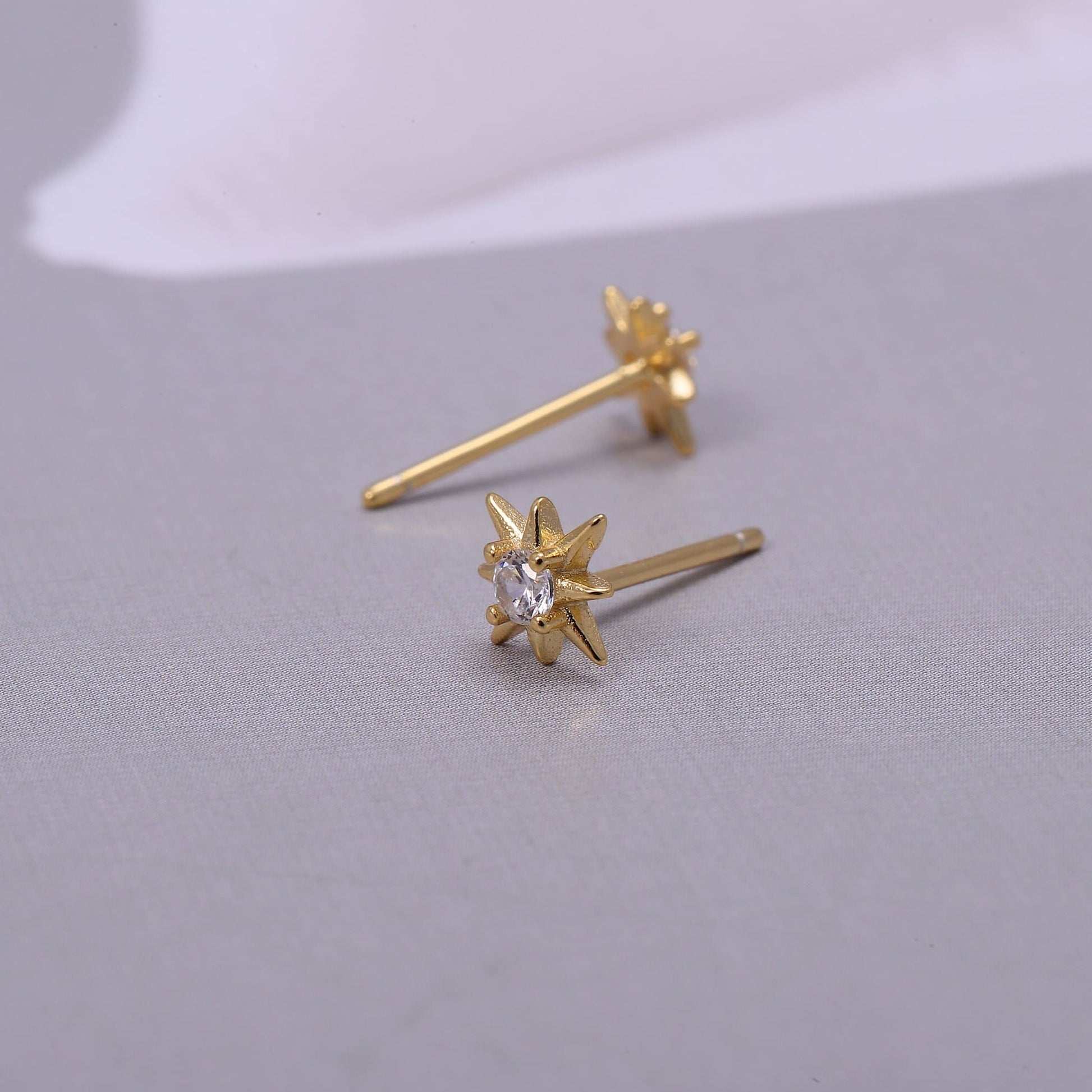 Sterling Silver Star Stud Earrings with CZ Crystals in Gold or Silver, Star Stud Earrings, Crystal Earrings, Statement Earrings,