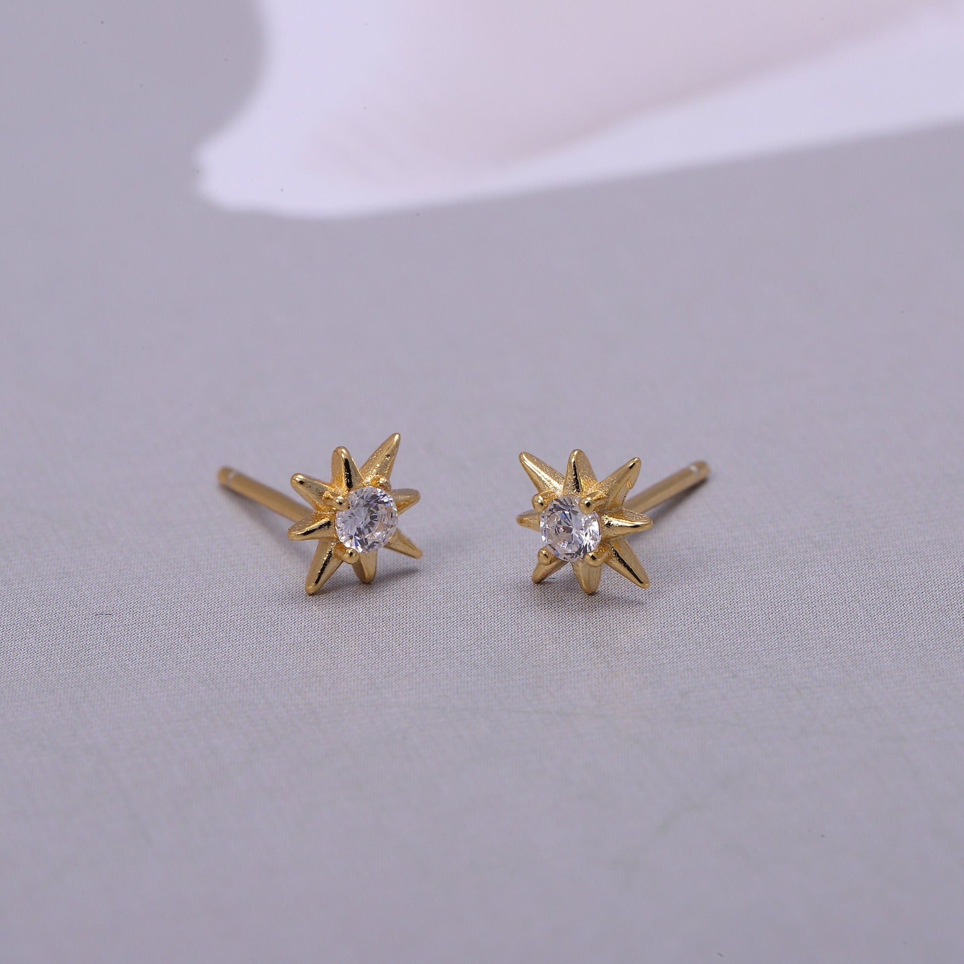 Sterling Silver Star Stud Earrings with CZ Crystals in Gold or Silver, Star Stud Earrings, Crystal Earrings, Statement Earrings,