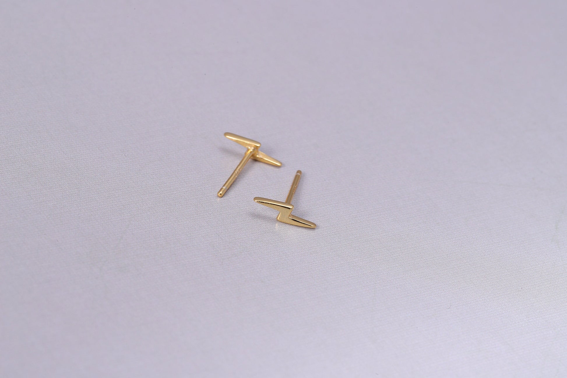 Sterling Silver Lightning Bolt Stud Earrings - Available in Gold or Silver