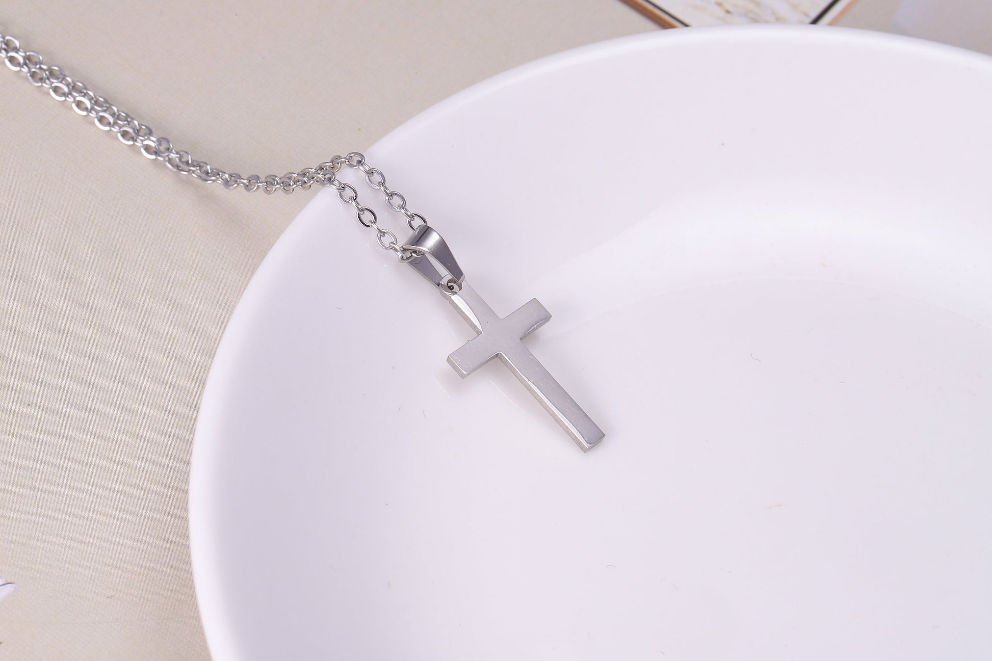 Dainty Silver Cross Pendant Necklace, Minimalist Cross Necklace, Religious Jewellery, Gift For Her