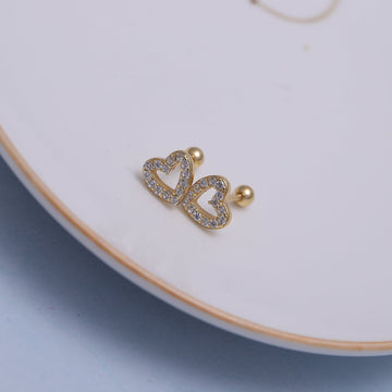 Sterling Silver Sparkling Heart Stud Earrings