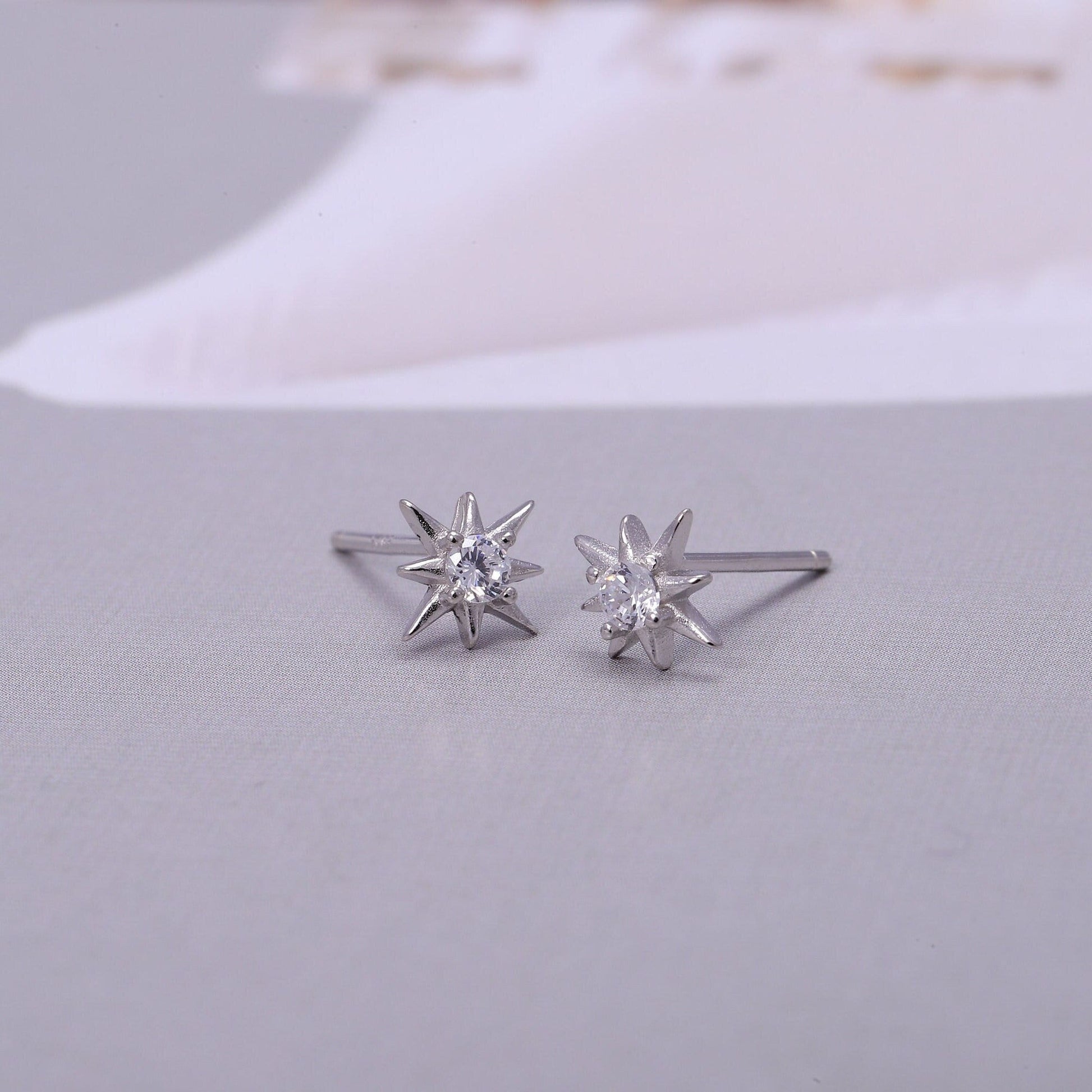 Sterling Silver Star Stud Earrings with CZ Crystals in Gold or Silver, Star Stud Earrings, Crystal Earrings, Statement Earrings,
