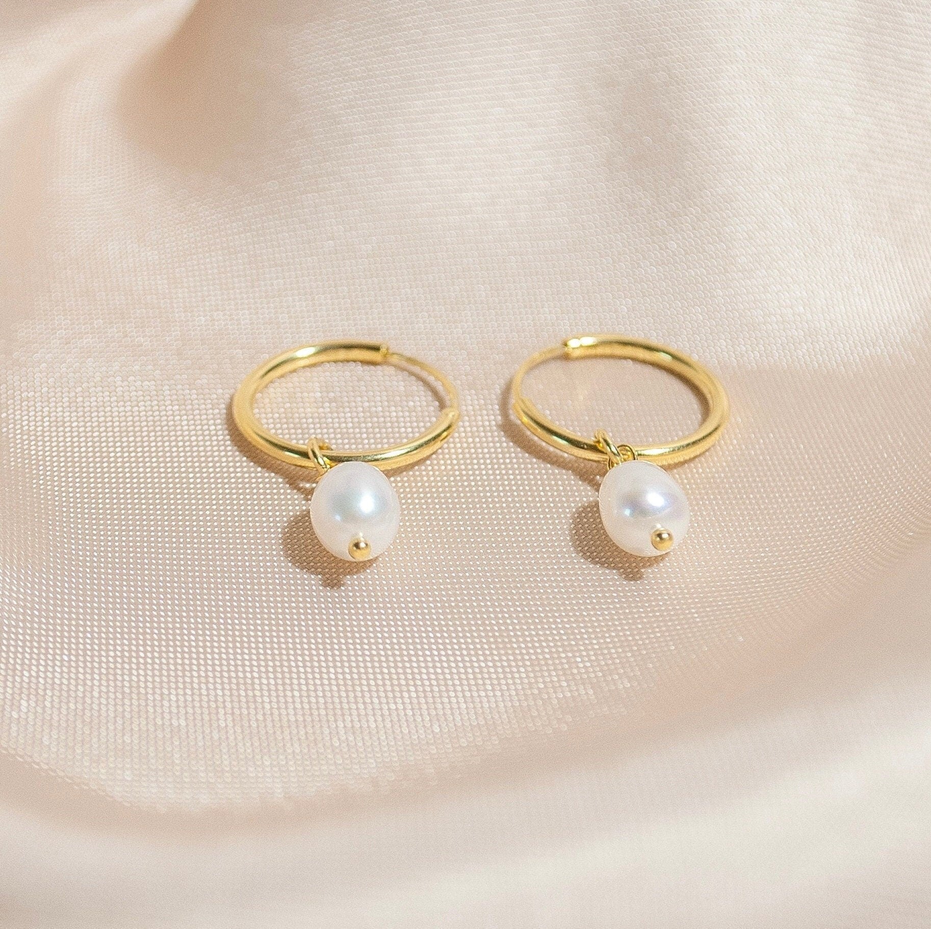 Sterling Silver Natural Pearl Hoop Earrings Freshwater Pearl Baroque Dangle Drop Earrings, Wedding Bridesmaids Gift