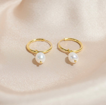 Sterling Silver Natural Pearl Hoop Earrings